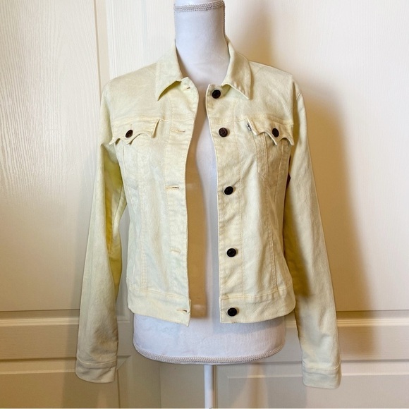 Levi’s Y2K Corduroy Trucker Jacket Pale Yellow Size Large - Picture 12 of 12